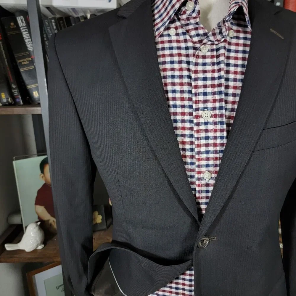 S.Cohen Performance Men's Sport Coat Blazer Two Button Brown Black‎ Wool 39R